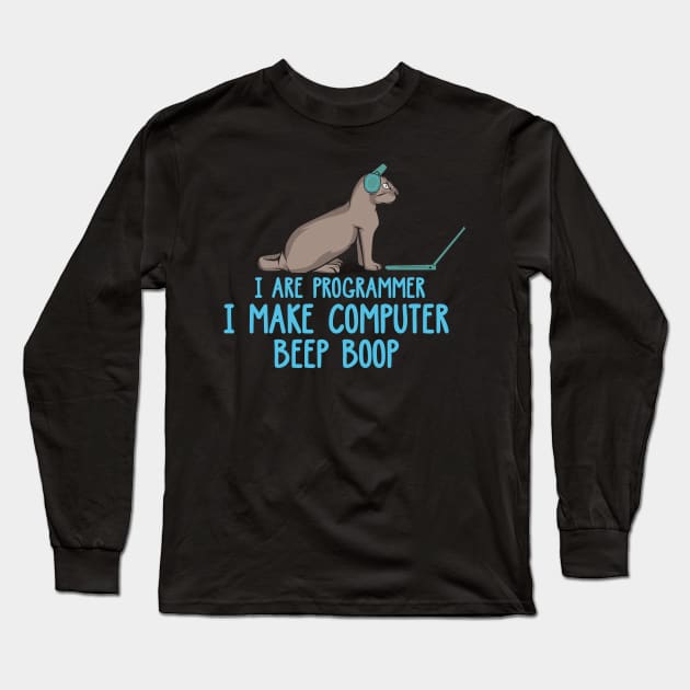 I Are Programmer Cat IT Developer Software Engineer kitten Long Sleeve T-Shirt by FunnyphskStore